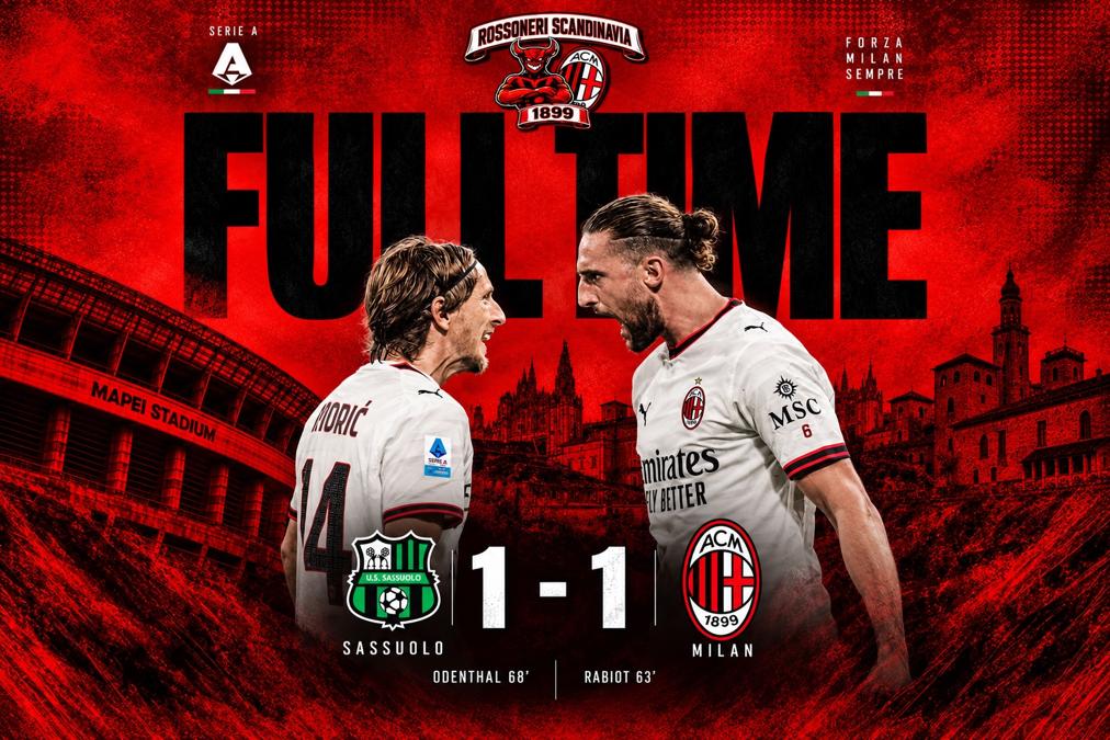 Sassuolo 1–1 Milan – to poeng tapt i Reggio Emilia